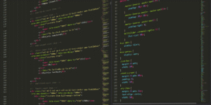 Close-up of highlighted HTML and CSS code on a dark screen, suitable for tech themes.